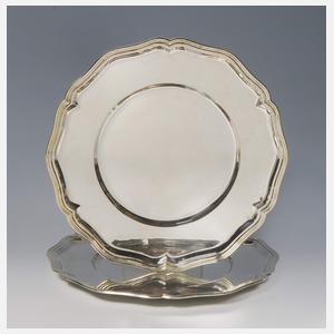 Paar Silber-Platzteller, Heinrich Bleyer Jr., Chemnitz