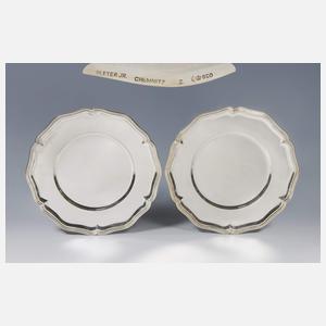 Paar Silber-Platzteller, Heinrich Bleyer Jr., Chemnitz