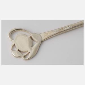 6er Satz Jugendstil-Dessertlöffel im Etui