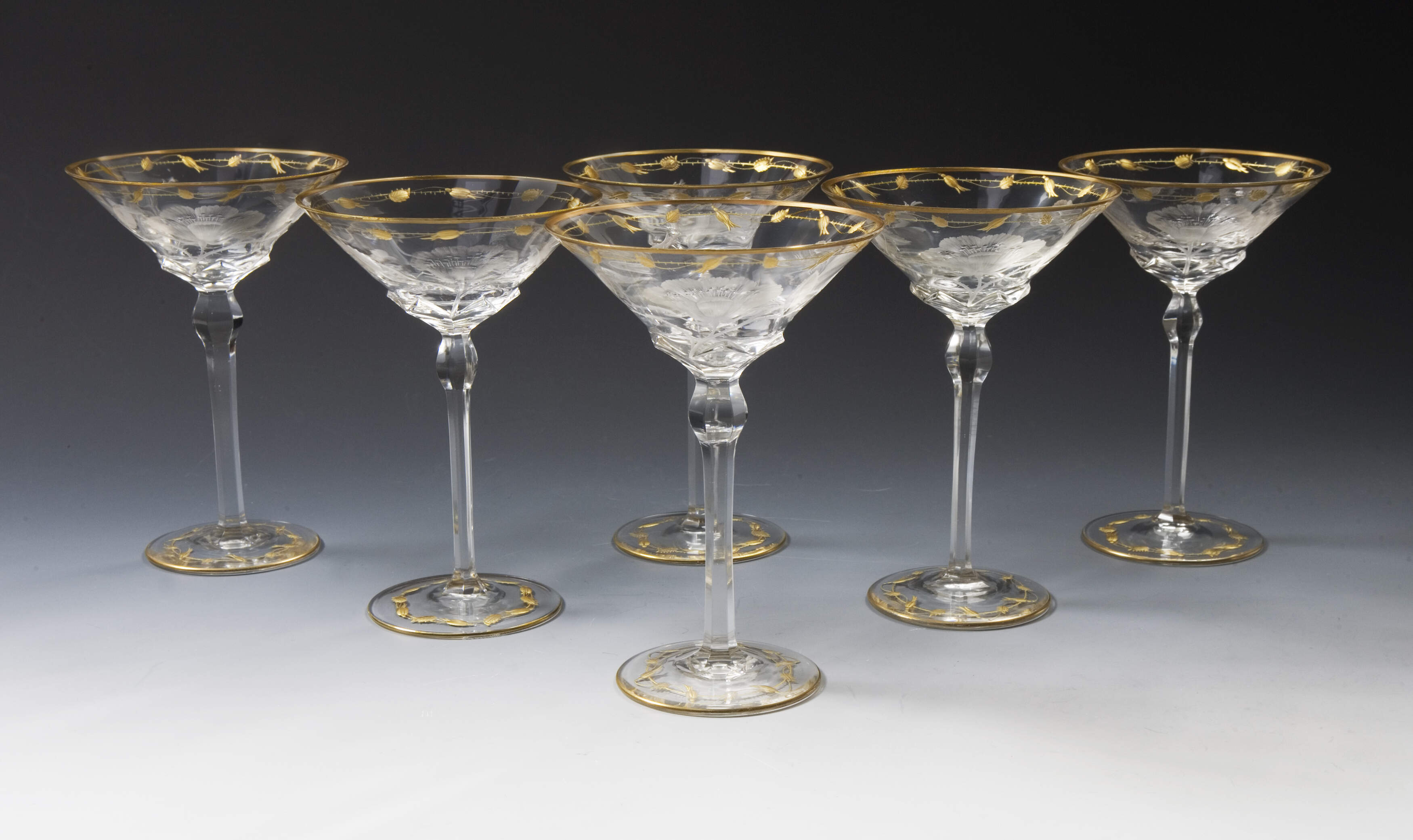 6 Champagnerschalen, Ludwig Moser & Söhne, Karlsbad