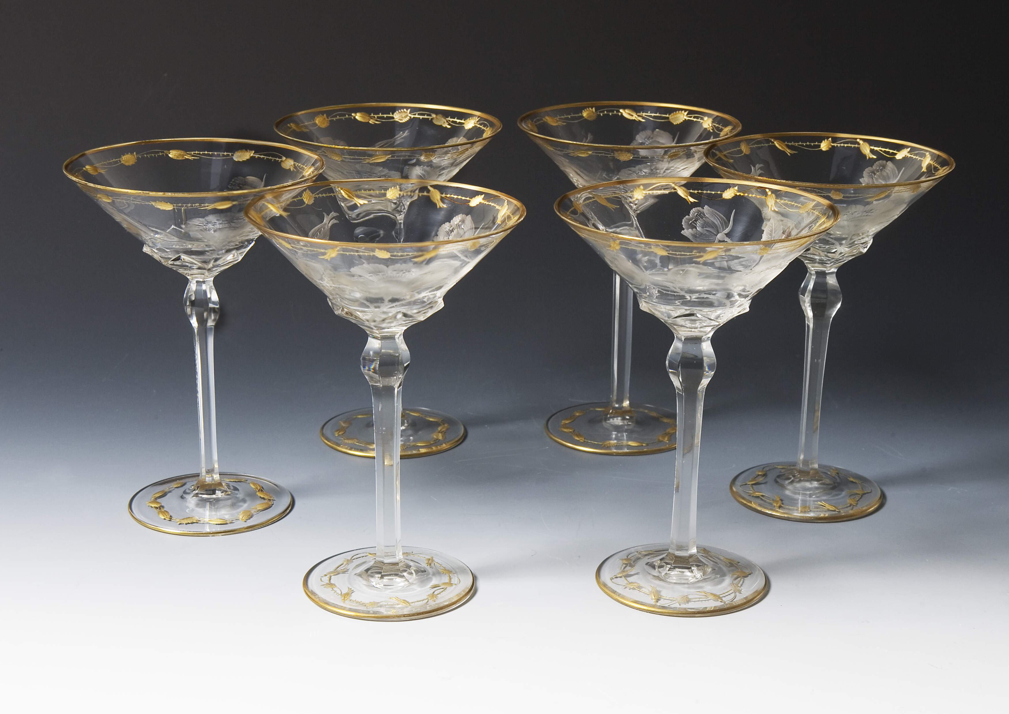 6 Champagnerschalen, Ludwig Moser & Söhne, Karlsbad
