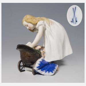 Meissen, Jugendstil-Figur "Mädchen mit Puppenwagen"