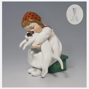 Meissen, Jugendstil-Figur "Kind mit Katze"