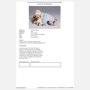 Meissen, Jugendstil-Figur "Kind, auf einem Hund liegend"