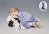 Meissen, Jugendstil-Figur "Kind, auf einem Hund liegend"