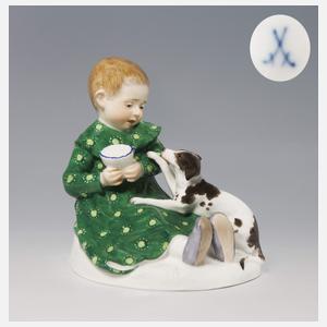 Meissen, Jugendstil-Figur "Kind mit Hund"