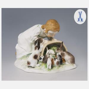 Meissen, Jugendstil-Figur "Kind mit Kaninchen"