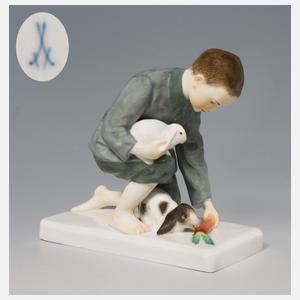 Meissen, Jugendstil-Figur "Knabe mit Kaninchen"