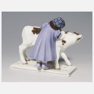 Meissen, Jugendstil-Figur "Mädchen mit Kalb"