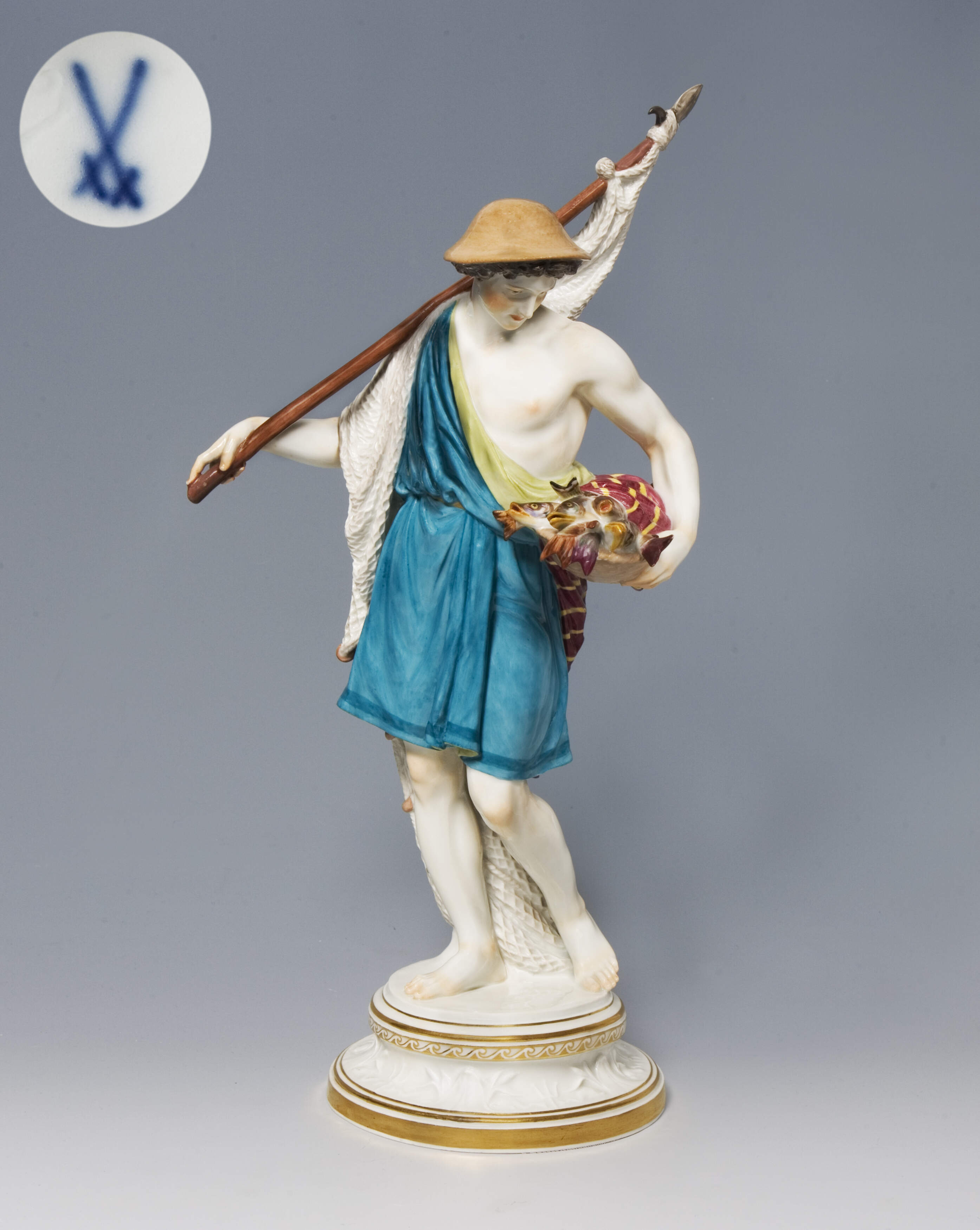 Meissen, große Fischer-Figur