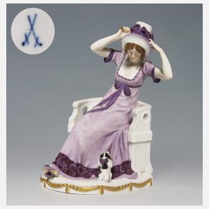 Meissen, Jugendstil-Figur "Dame mit Hündchen"