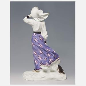 Meissen, Jugendstil-Figurengruppe "Dame mit Hund"