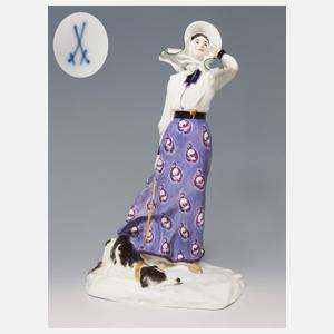 Meissen, Jugendstil-Figurengruppe "Dame mit Hund"
