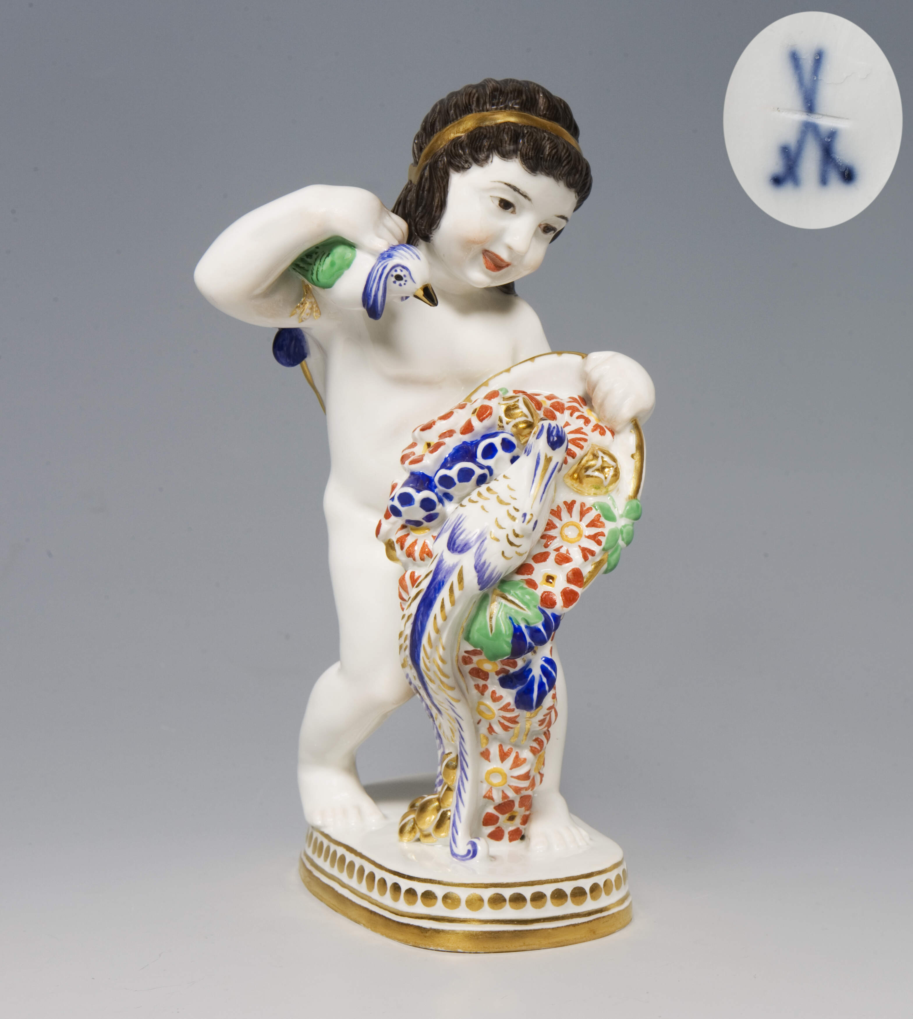 Meissen, Jugendstil-Figur "Amor, Vögel tragend"