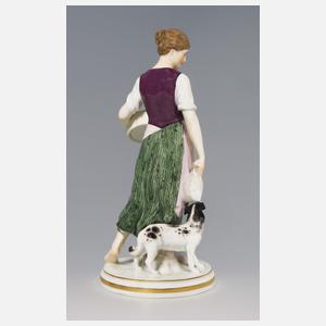Meissen, Jugendstil-Figur "Landmädchen mit Wachtelhund"