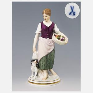 Meissen, Jugendstil-Figur "Landmädchen mit Wachtelhund"