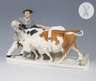Meissen, Jugendstil-Figurengruppe "Bauer mit Ochsengespann"