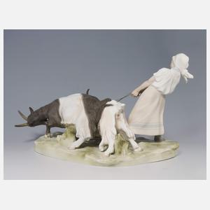 Meissen, Jugendstil-Figurengruppe "Mädchen mit Ziegen"