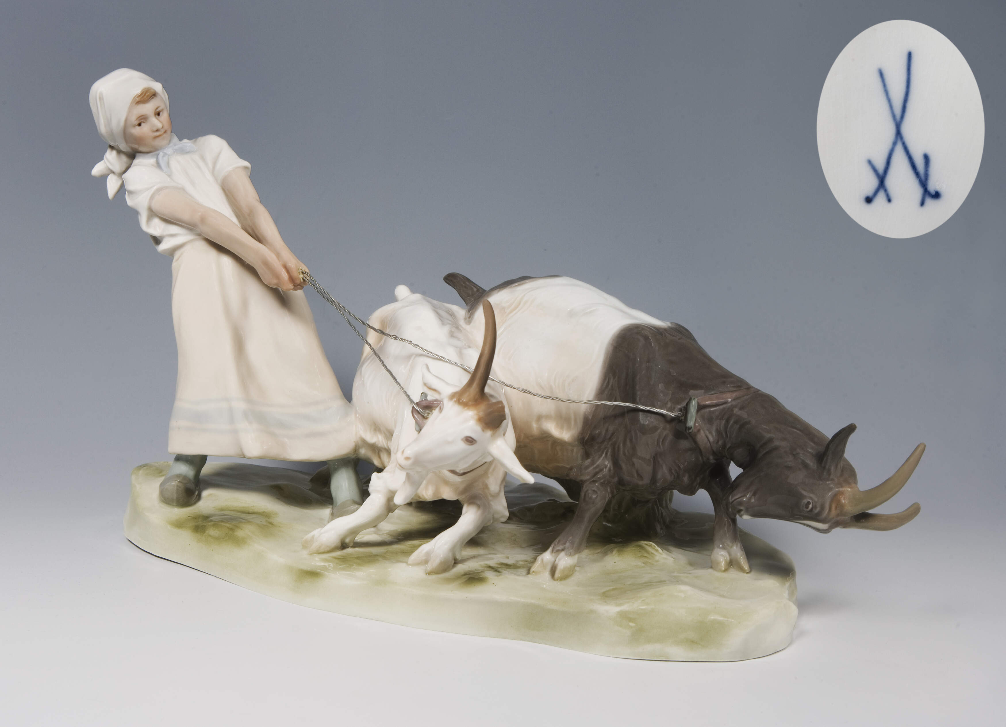 Meissen, Jugendstil-Figurengruppe "Mädchen mit Ziegen"