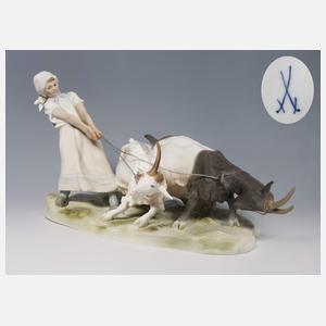 Meissen, Jugendstil-Figurengruppe "Mädchen mit Ziegen"