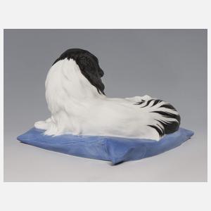 Meissen, Jugendstil-Tierfigur "Japan Chin auf Kissen"