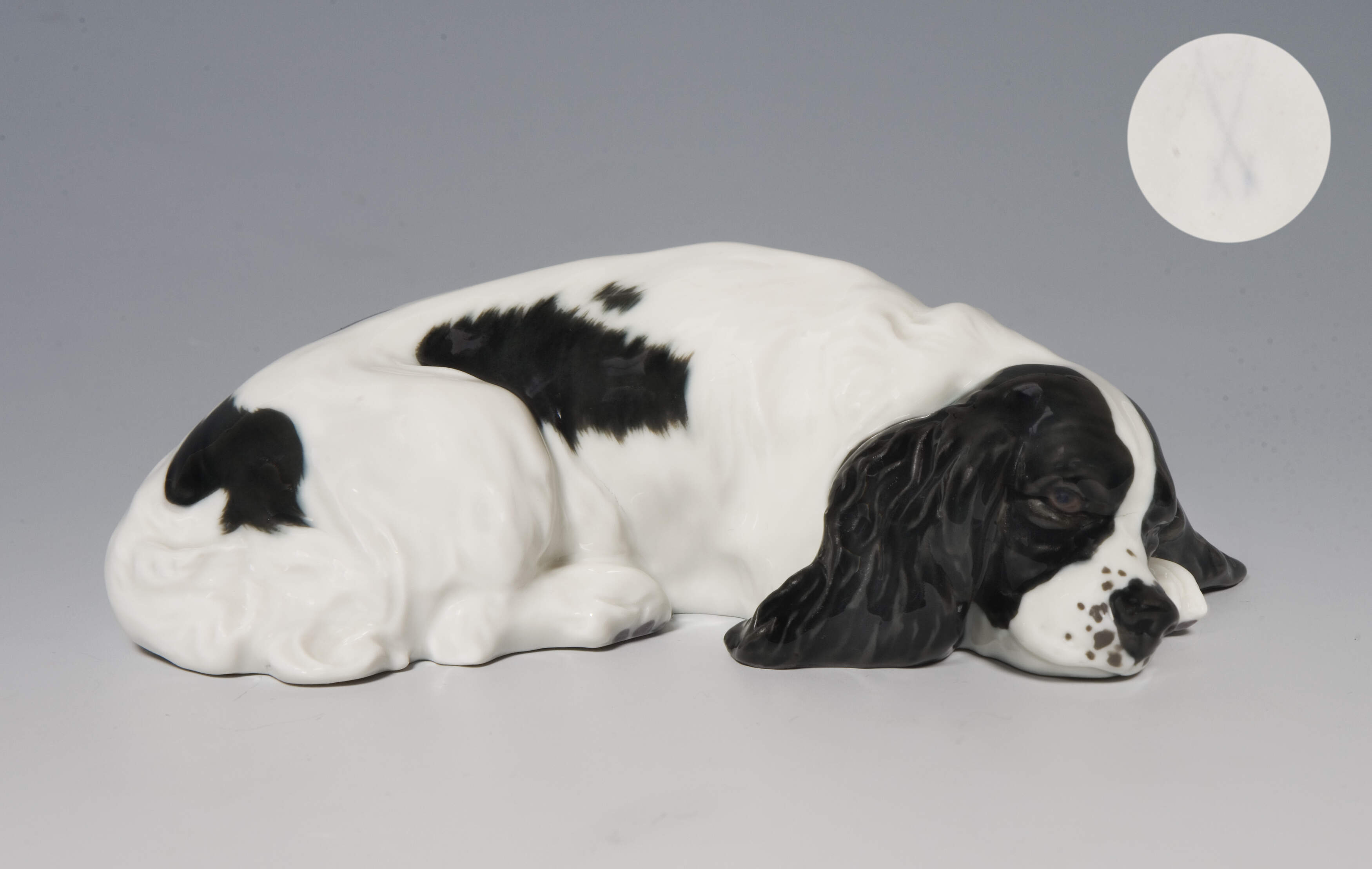 Meissen, Jugendstil-Tierfigur "Cockerspaniel, liegend"