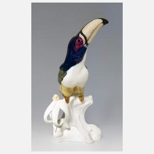Meissen, Jugendstil-Tierfigur "Pfefferfresser auf Stamm"
