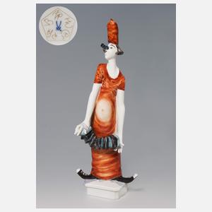 Meissen, "Clownin mit Harmonika" mit Sonder-Signet