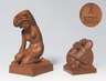 Meissen, 2 Figuren "Mädchenakt", "Paviangruppe"