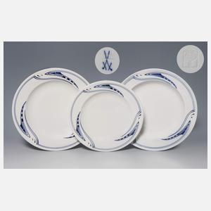 Meissen, 3 Henry van de Velde-Jugendstil-Teller