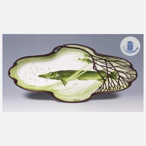 Nymphenburg, große Jugendstil-Fischplatte