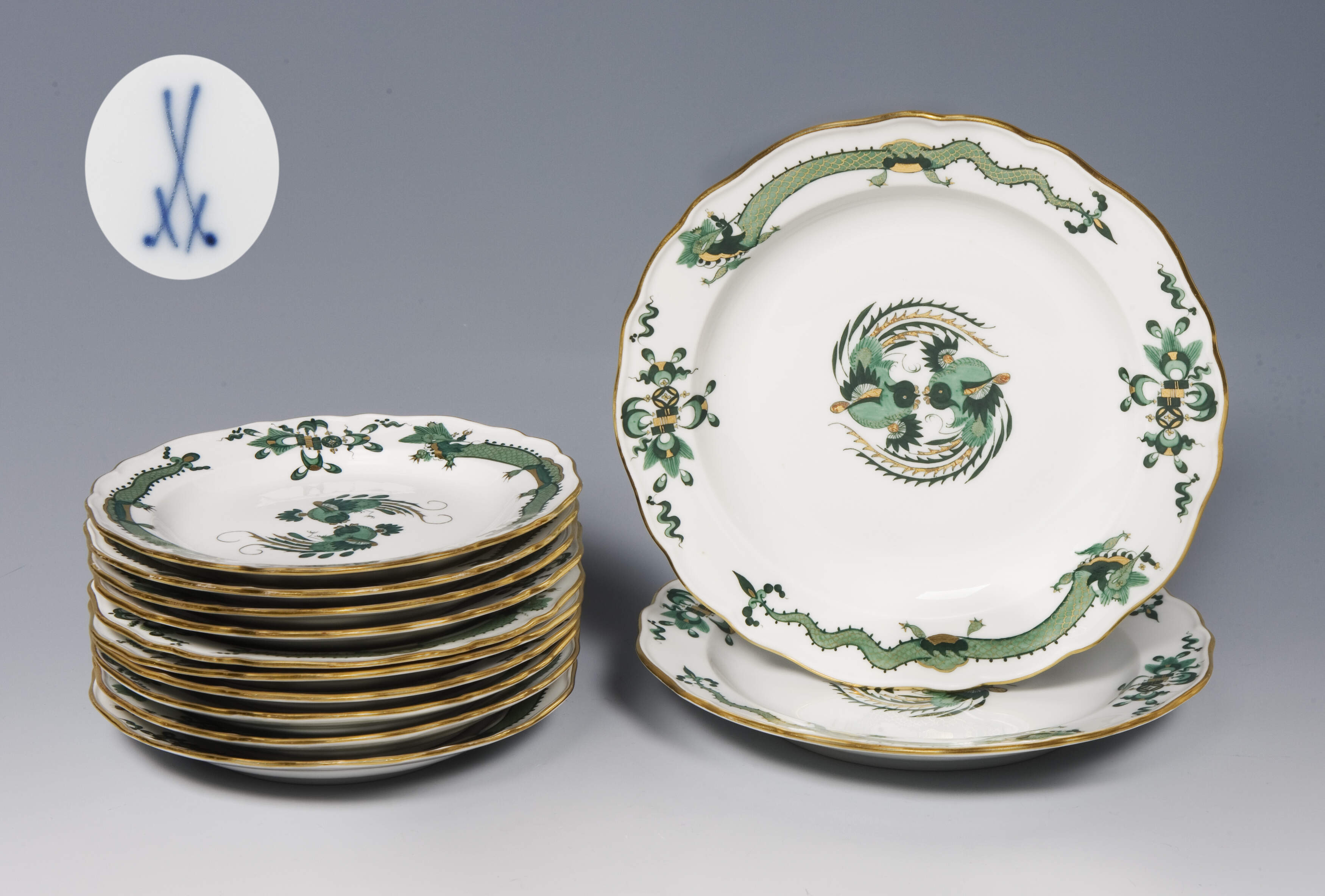 Meissen, 10 Dessertteller, 1 Paar Dessertteller