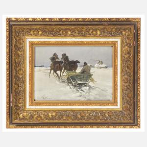 Wasilewski, Czeslaw "Pferdeschlitten in Landschaft"