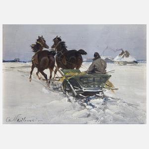 Wasilewski, Czeslaw "Pferdeschlitten in Landschaft"