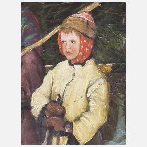 Genremaler 19.-20. Jahrhundert "Russische Kinder im Winterwald"