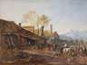 Bürkel, Heinrich Nachlass "Belebter Bauernhof mit Brunnen"