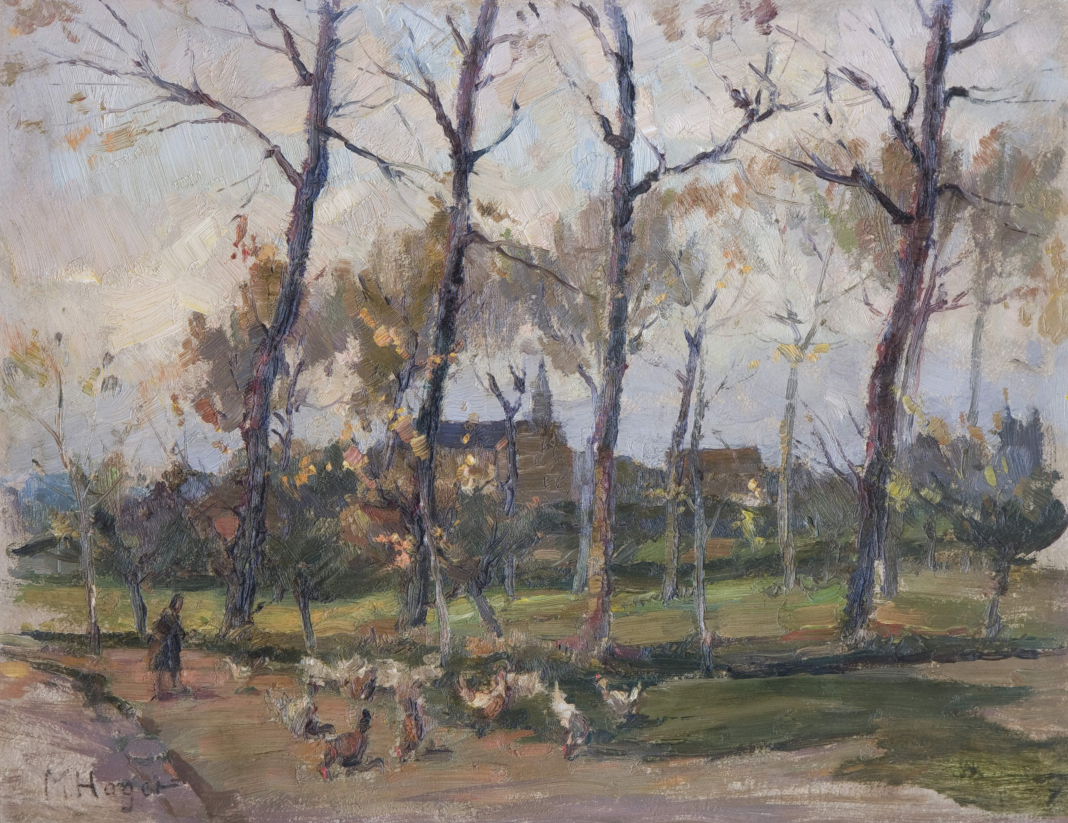 Hager, Marie "Dorfstraße mit Federvieh"