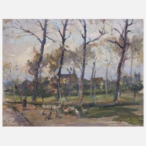Hager, Marie "Dorfstraße mit Federvieh"