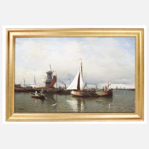 Huth, Julius "Boote im niederländischen Hafen Harlingen"
