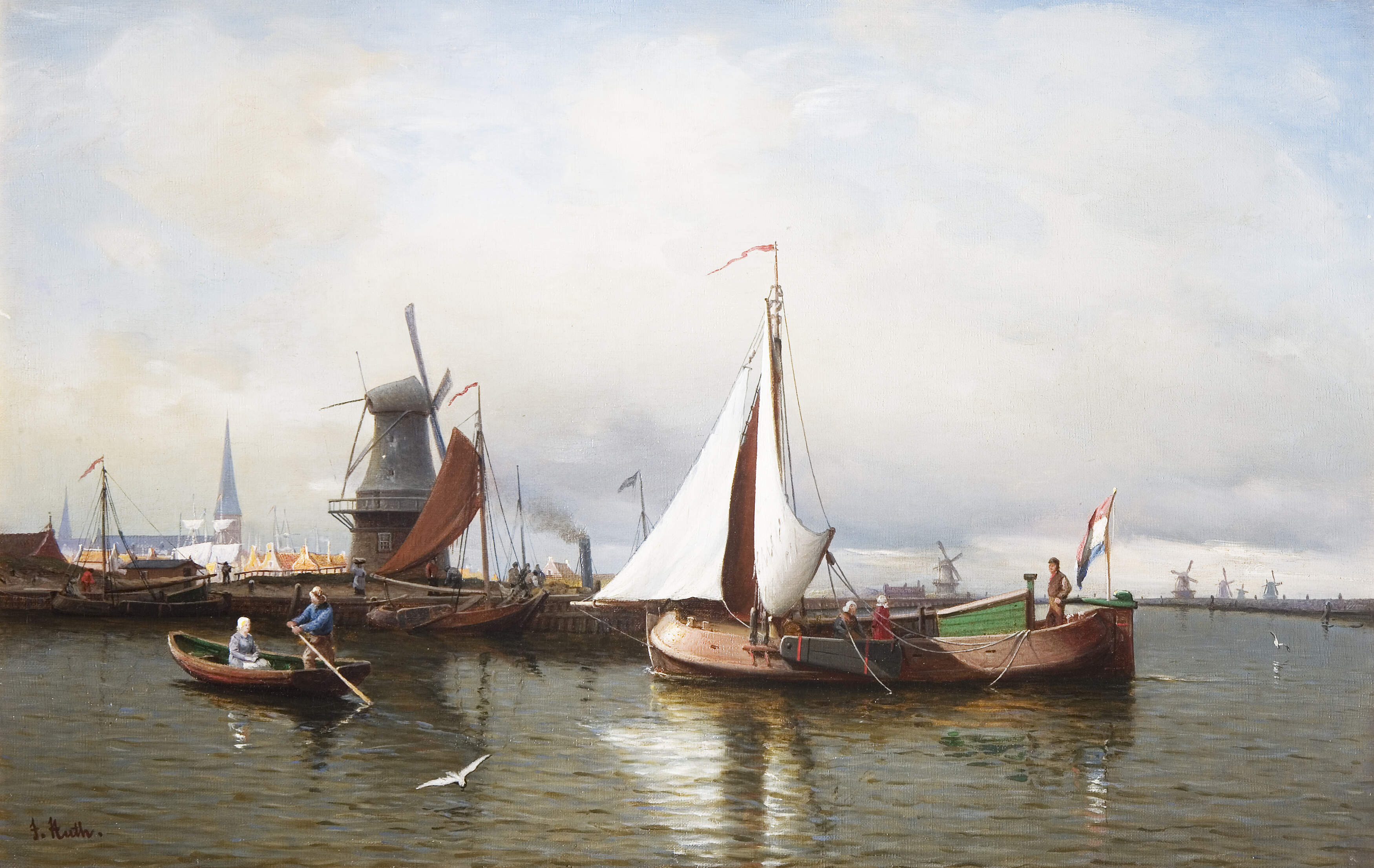 Huth, Julius "Boote im niederländischen Hafen Harlingen"