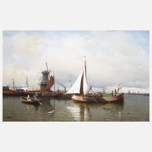 Huth, Julius "Boote im niederländischen Hafen Harlingen"