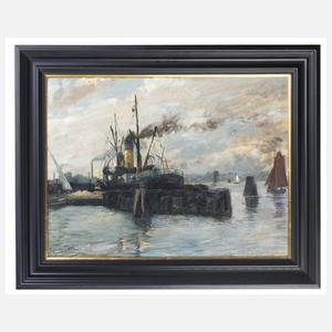 Pape, William "Löschender Dampfer im Rostocker Hafen"