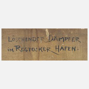 Pape, William "Löschender Dampfer im Rostocker Hafen"