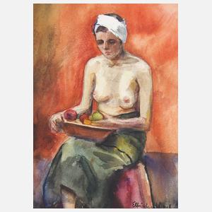 Mäckel, Elfriede "Weiblicher Halbakt mit Obstschale"