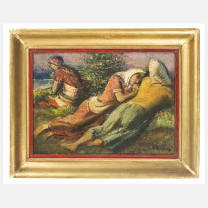 Ullrych, Bohumil "Ruhende Mädchen in Landschaft"
