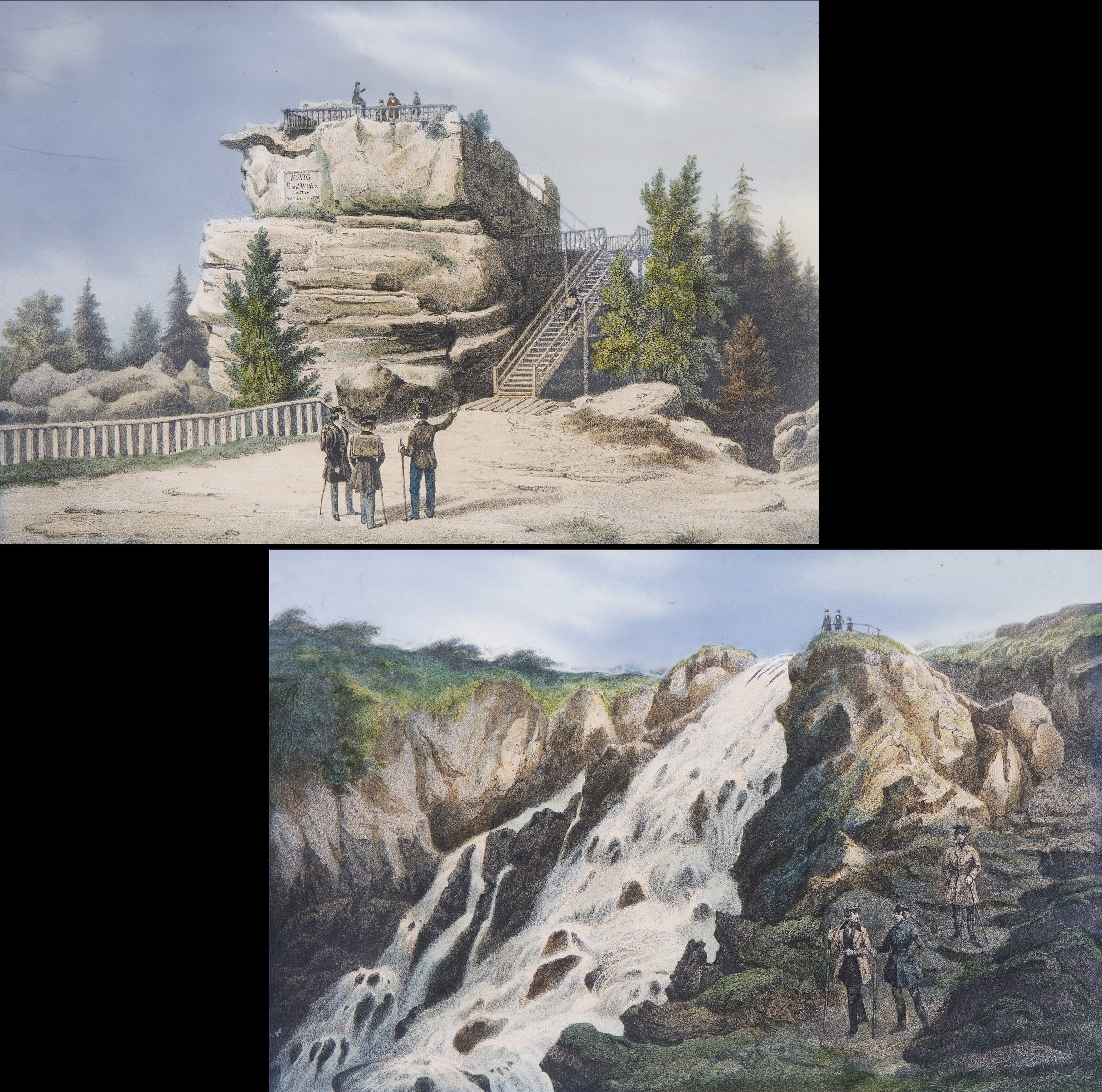 2 Chromolithographien "Das Riesengebirge"