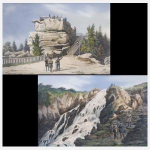 2 Chromolithographien "Das Riesengebirge"
