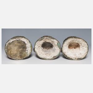 3er Satz Bronze-Buddhas, vermutlich Nepal 19. Jahrhundert
