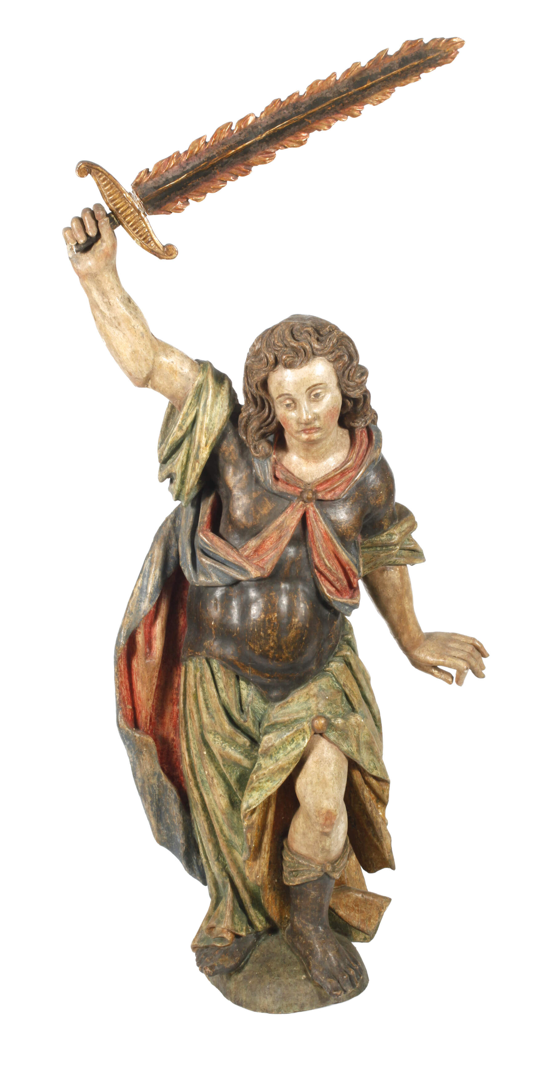 Heiligenfigur mit Flammenschwert