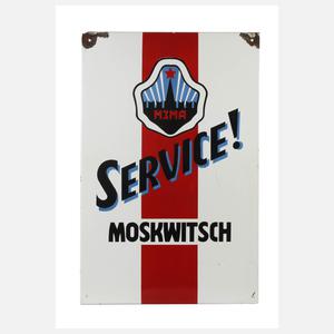 Emailleschild Moskwitsch